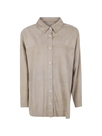 Salvatore Santoro Fringed Leather Shirt In Neutral