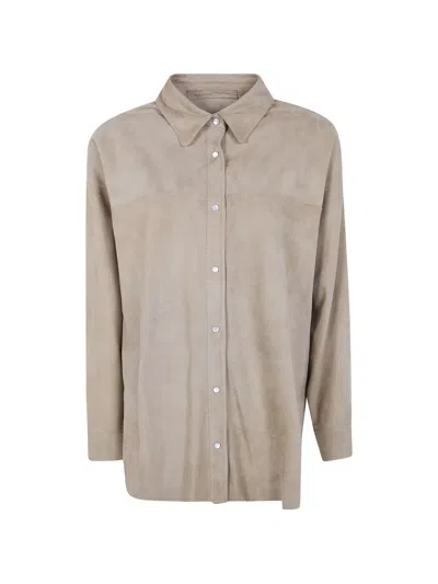 Salvatore Santoro Fringed Suede Shirt In Neutral