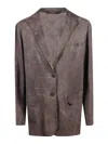 Salvatore Santoro Brown Leather Jacket With Notched Lapel In Brown