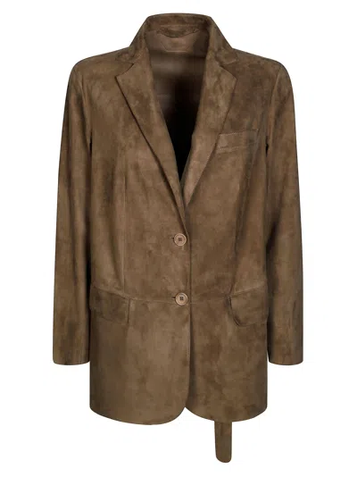 Salvatore Santoro Tailored Brown Leather Jacket With Two-button Closure