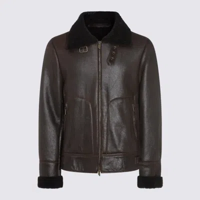SALVATORE SANTORO SALVATORE SANTORO BROWN LEATHER JACKET