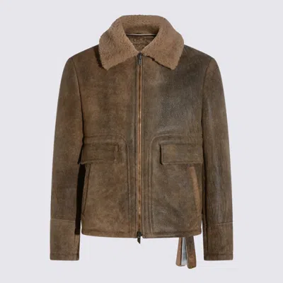 SALVATORE SANTORO SALVATORE SANTORO BROWN LEATHER JACKET