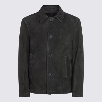 SALVATORE SANTORO SALVATORE SANTORO GREY LEATHER JACKET