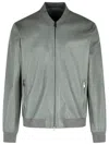 Salvatore Santoro Ribbed Nappa Leather Bomber Jacket In Gray