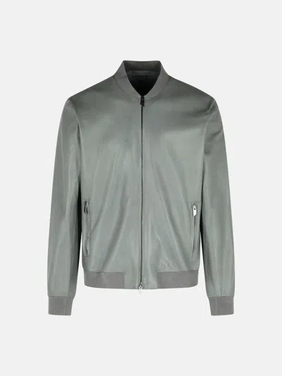 Salvatore Santoro Grey Leather Bomber Jacket