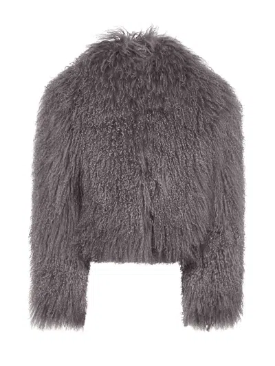 Salvatore Santoro Grey Shearling Cropped Jacket In Gray