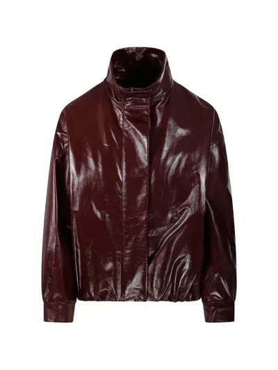 Salvatore Santoro High-neck Elasticated-hem Jacket In Burgundy