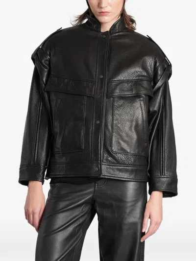 Salvatore Santoro Hooded Leather Jacket In Black