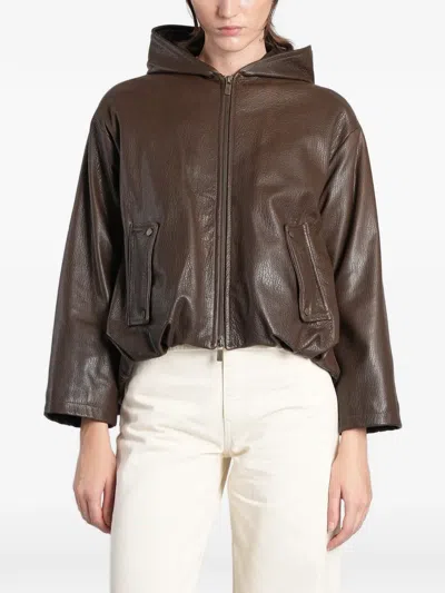 Salvatore Santoro Hooded Leather Jacket In Brown