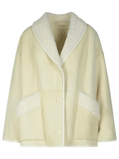 Salvatore Santoro Ivory Suede Sheepskin Jacket In Beige