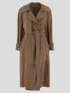 Salvatore Santoro Mid-length Beige Ovine Leather Wrap Coat In Beige