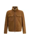 Salvatore Santoro Zip-front Suede Jacket In Brown