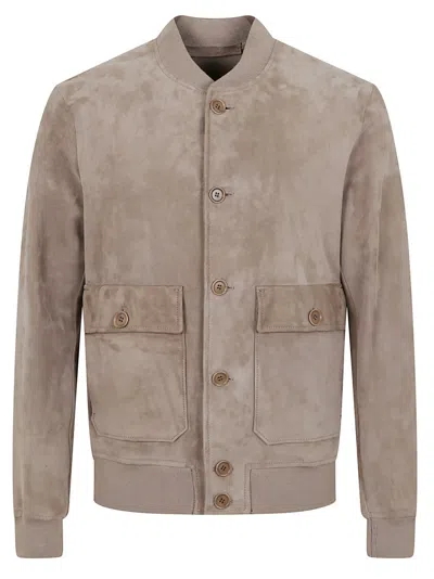 Salvatore Santoro Lamb Leather Jacket With Button-up Front In Brown