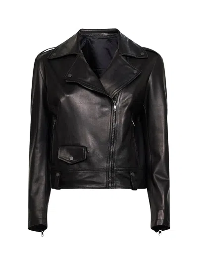 Salvatore Santoro Leather Biker Jacket In Black