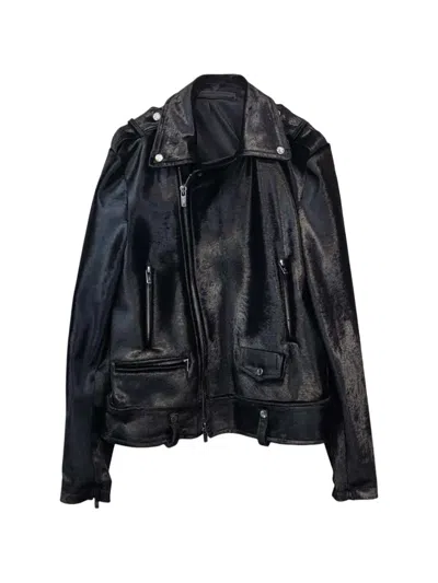 Salvatore Santoro Leather Biker Jacket In Black