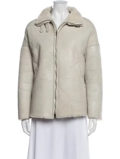 Pre-owned Salvatore Santoro Leather Biker Jacket In Neutrals