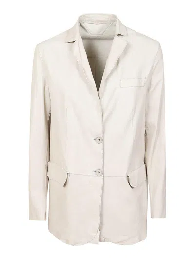 Salvatore Santoro Leather Blazer Jacket In White