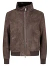Salvatore Santoro Brown Sheep Skin Jacket With High Collar And Zipper Closure In Brown