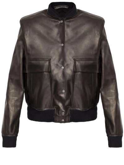 Salvatore Santoro Leather Bomber Jacket In Black