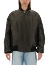 Salvatore Santoro Black Ovine Leather Bomber Jacket In Black