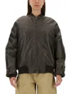 Salvatore Santoro Black Ovine Leather Bomber Jacket In Brown