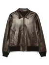 Salvatore Santoro Leather Bomber Jacket In Brown