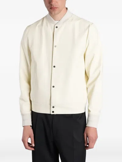 Salvatore Santoro Leather Bomber Jacket In Neutral