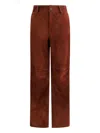 Salvatore Santoro Leather Buttoned Straight Trousers In Brown