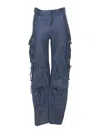 Salvatore Santoro Leather Cargo Pants In Blue