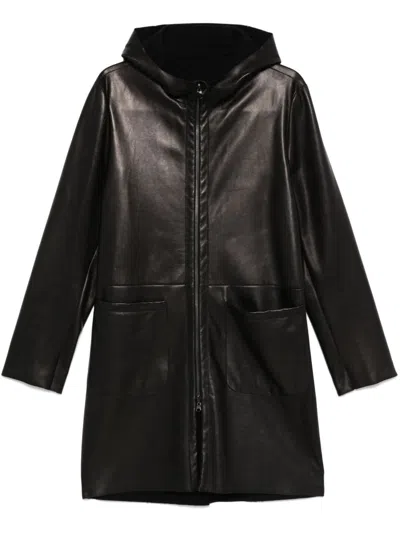 Salvatore Santoro Leather Coat In Black