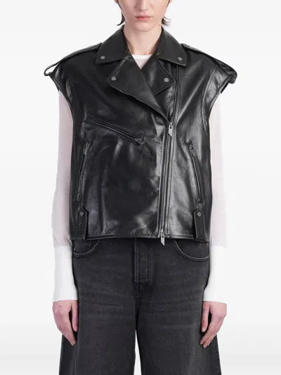 Salvatore Santoro Biker Jacket In Black Leather In 黑色