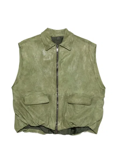 Salvatore Santoro Leather Gillet In Green