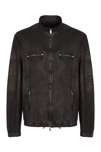 Salvatore Santoro Leather Jacket In Black