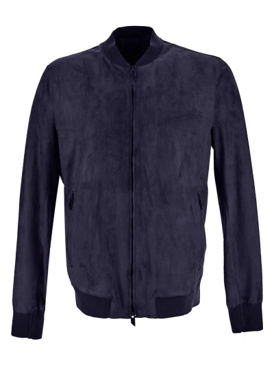 Salvatore Santoro Leather Jacket In Blue