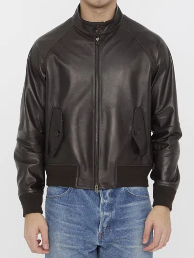 Salvatore Santoro Leather Zip-up Bomber Jacket In Brown
