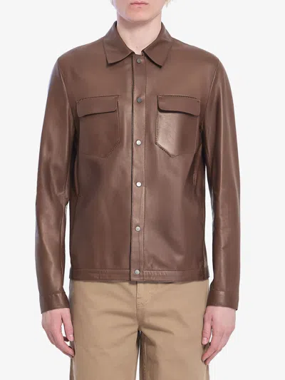 Salvatore Santoro Leather Jacket In Brown