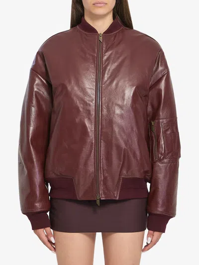 Salvatore Santoro Leather Jacket In Burgundy