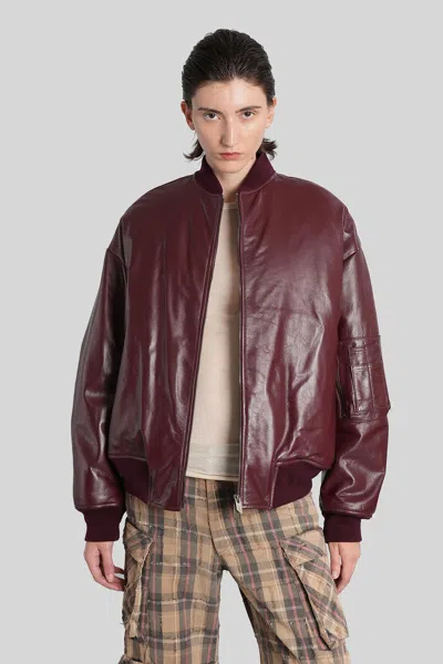 Salvatore Santoro Leather Jacket In Bordeaux Leather In Burgundy