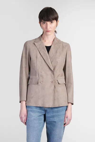 Salvatore Santoro Leather Jacket In Taupe Leather In Brown