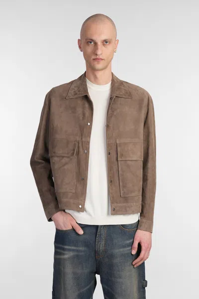 Salvatore Santoro Leather Jacket In Taupe Leather In Brown