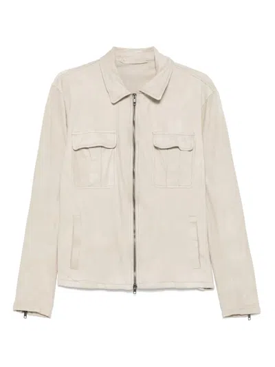 Salvatore Santoro Leather Jacket In Neutrals