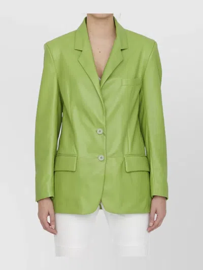 Salvatore Santoro Leather Jacket Notch Lapel Oversized Cut In Green