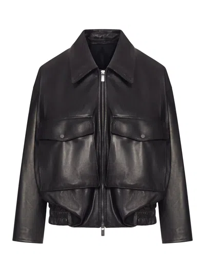 Salvatore Santoro Leather Jacket With Maxi Pockets In Black
