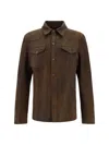 Salvatore Santoro Crackle-finish Leather Overshirt Jacket With Double Breast P In Cookie