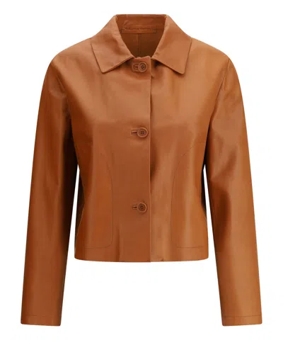 Salvatore Santoro Long Sleeve Leather Jacket In Multicolour