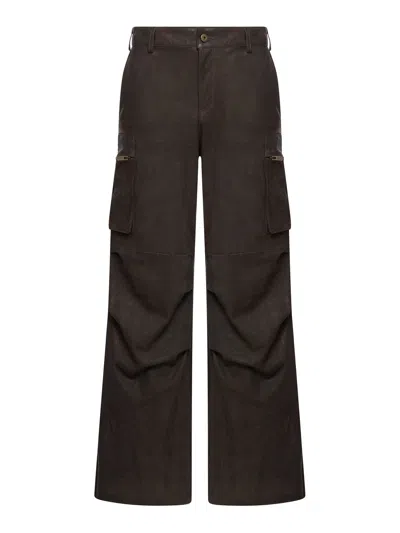 Salvatore Santoro Leather Pants In Brown