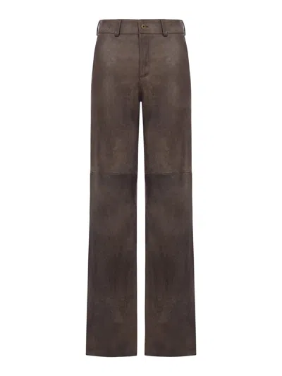 Salvatore Santoro Panelled Leather Trousers In Brown