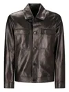 Salvatore Santoro Leather Shirt Jacket In Black