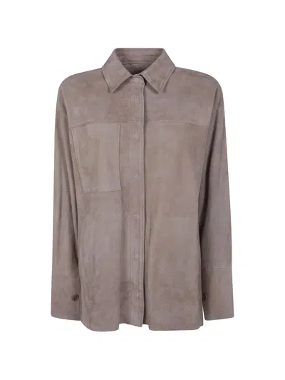 Salvatore Santoro Leather Shirt In Neutral