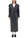 Salvatore Santoro Double-breasted Ovine Leather Trench Coat In Grey